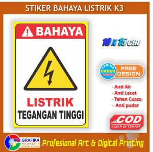 Stiker awas bahaya listrik tegangan tinggi sticker peringatan setrum panel listrik kantor rumah dll