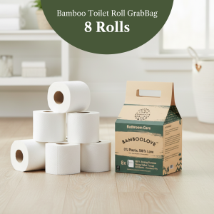 Bamboolove™ 100% Bamboo Toilet Rolls GrabBag | 8 Rolls x 220 Sheets 3-Ply Antibacterial Eco-Friendly