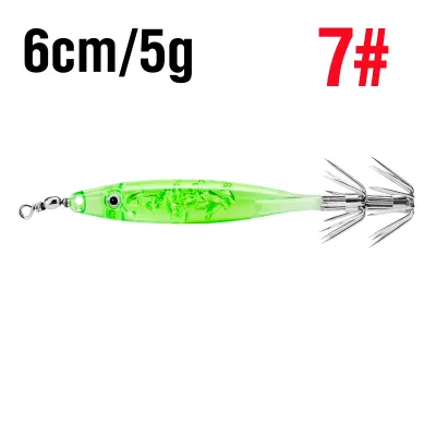 1Pcs 6cm/5g Luminous Squid Lure 8 Colors Plastic Spinner Hard Bait 3D Eyes Glow in Dark Lure For Fishing killer Cuttlefish Octopus