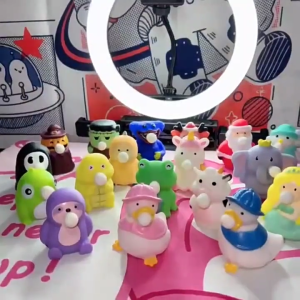 Lovely Squeeze Toy Blowing Bubble Soft Bounce Soft Maltose Stress Toy for Men Women Cute Squeeze Duck Maltose Toy