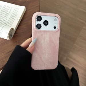 Luxury Glitter Denim Leather Texture Bumper Phone Case For iPhone 17 Air 16 15 14 13 12 Pro Max Shockproof Frosted Nonslip Cover