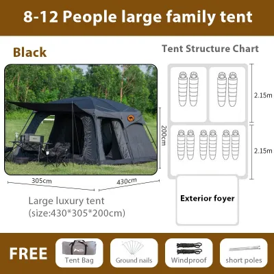 Magic Porcket【Ready Stock】khemah unta Camping Tent 4-6-9-14 Person Large Family Tent Foldable Waterproof Kemah Outdoor tent