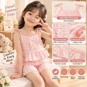 AILEBE Kids Sets Smooth Soft No Stimulation Neutral Checkered Pattern Elastic Simple Design Easy To Match Fresh Stylish Summer Casual Korean Style Pambahay OOTD