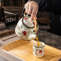 Traditional Chinese Ceramic Teapot and Teacup (6 pcs) with Strainer and Handle / Coffee Set Tea Set / Floral Teapot / *Designs Given at Random. 