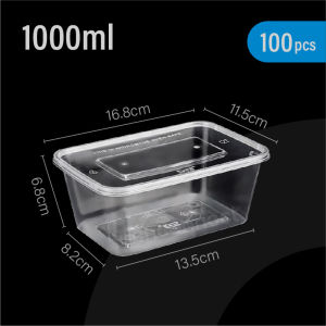 Disposable Rectangular Plastic Food Container with Lid Microwavable Food Storage Box 50pcs 100pcs 250pcs