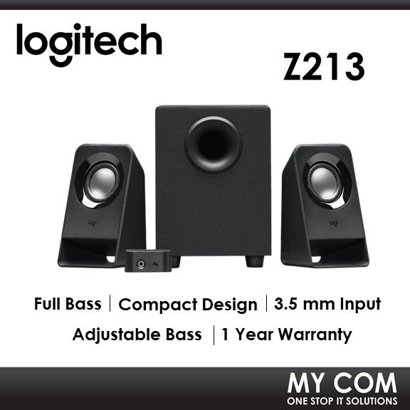 Logitech Z213 Compact Multimedia 14 Watts 2.1 Speaker System For Small ...