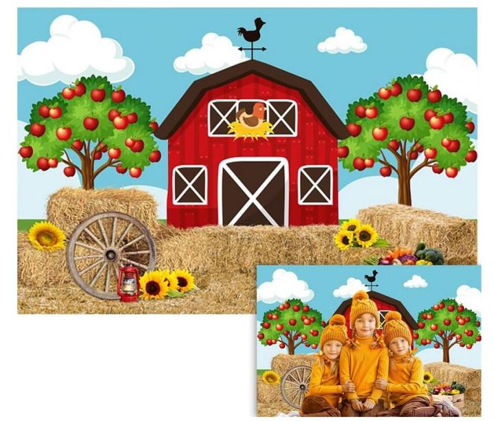 5x3ft Farm House Photography Backdrop Decorations Autumn Cartoon Farm ...