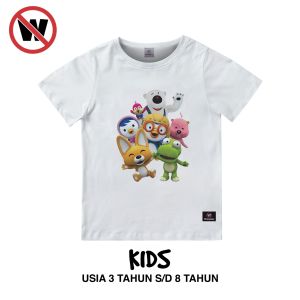 Kaos distro anak laki laki usia 5-6 tahun bahan cotton 30s / Kaos kids motif pororo