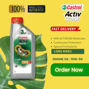 Castrol Activ Cruise 15W-50 Minyak Enjin Motor Yamaha Honda Modenas SYM Suzuki WMOTO SM Sport Original Castrol 1 Liter