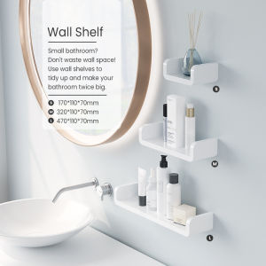 JustLiving Self-adhesive Home Organizer Rack Shelf Plastic Wall Mounted Kitchen Storage Holder Waterproof Kitchen Accessories Storage Rack - No Punch