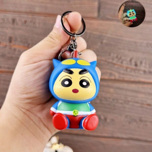 Creative Crayon Shin-chan Keychain Anime Button Cell Nohara Shiro Glowing Toys Friends Christmas Gift