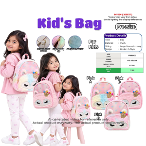 Kids Plush Backpack Cute Girls School Bag Soft Faux Fur Bag for Kids 4-8 Years Old Pink