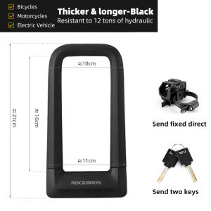 ROCKBROS Bike Lock Anti-theft U lock Anti-hydraulic shears motorcycle lock Silicone Wrapped Double Locked lock Bike accessories