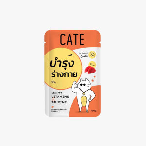 CATE อาหารเปียกแมว สูตรปลาทูน่าในน้ำเกรวี่ ขนาด 70 กรัม สูตรบำรุงร่างกาย (สีส้ม) แบบซอง ปลาทูน่า อาหารแมว เปียกแมว อาหารเปียกแมวไม่เติมเกลือ