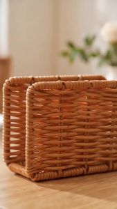 Simulated Rattan Tissue Holder Standing Tissue Holder Napkin Storage Box for Hotels Paper Holder