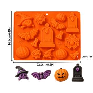 NEXTYOO Silicone cấp thực phẩm Khuôn bánh mousse Chủ đề Halloween Có thể tái sử dụng Khuôn nướng bánh Chất lượng cao Linh hoạt Khuôn làm bánh ngọt sô cô la Tự làm bánh
