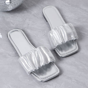 [Free Shipping] Summer Comfortable Flat Slippers Available In Large Sizes 36-42 Fashionable One-Strap Design Stylish WomenS Shoes