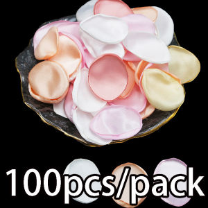 กลีบจำลองผ้าไหมขอบร้อน3X3.8ซม. (100ชิ้น/ถุง) ตกแต่งสถานที่แต่งงานสารภาพวันวาเลนไทน์ DIY ตกแต่งเสื้อผ้า DIY อุปกรณ์เสริม