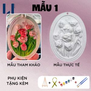 Tranh tô màu thạch cao tranh nổi 3D mini kèm màu cọ và giá vẽ LIM DIY