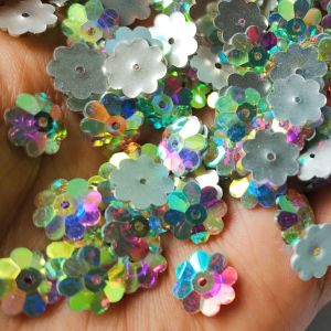 Payet diamond jahit resin kristal pelangi bunga ukuran 10mm grade A per lusin