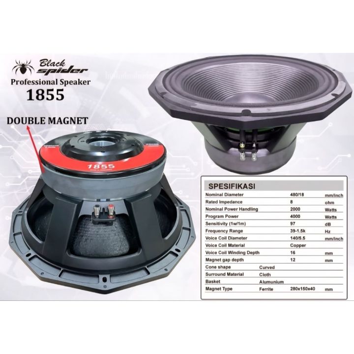 Speaker komponen 18 inch blackspider 1855 doble magnet component
