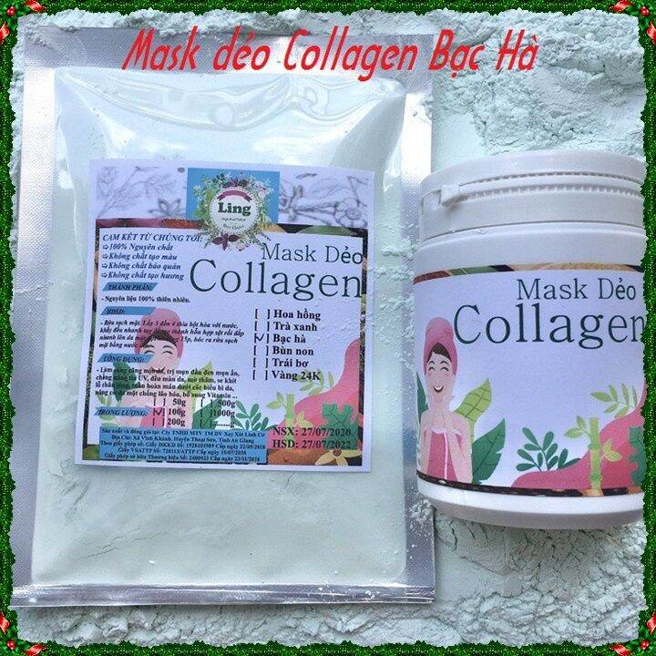 Mask dẻo 200g Bạc Hà Collagen Ling Có giấy VSATTP giấy ĐKKD nhiều công dụng