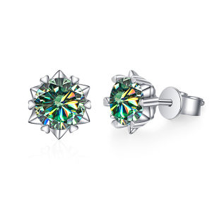 TY 925 Sterling Silver Moissanite Stud Earrings for Women Men 0.3-2CT Snowflake Six-Claw Stud Earrings D VVS1 Fine Jewelry Gift2026