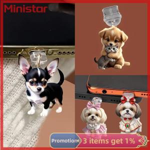 Ministar 2D Acrylic Flat Animal Dust Plug For Iphone And Type-C Connector Dust Plug Pendant Hanging Decoration