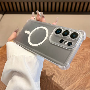 Luxury Matte Shockproof For Magsafe Phone Case for Samsung S26 Ultra S25 Plus S24FE S23 S22 Clear Wireless Charge Cover