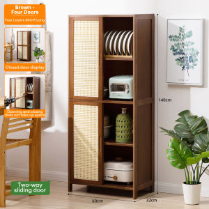 Bamboo Kitchen Cabinet 2/3Doors 86/117cm Countertop Bowl Cabinet Storage Cabinet Storage Cabinet Cutlery Cabinet