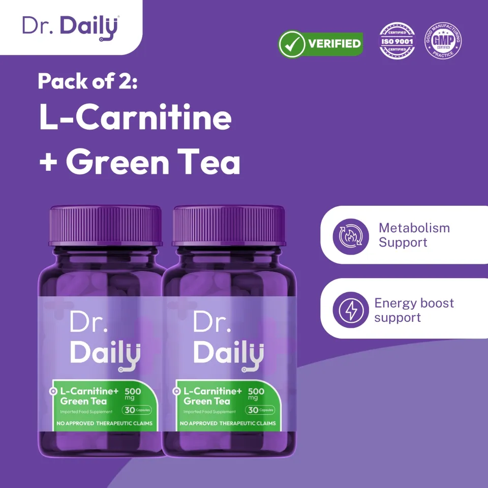 metabolism capsules with green tea and l-carnitine Pack of 2 - Dr. Daily | Metabolism, Weight Management, Workout essential serums-oils Affinity Tagging for Protein Unit Count:90 Capsules