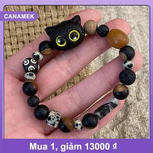 【CANAMEK】 New Dễ Thương Nhỏ Màu Đen Mèo Vòng Đeo Tay Cho Phụ Nữ Người Đàn Ông Thời Trang Vui Phim Hoạt Hình Động Vật Đính Cườm Vòng Đeo Tay Hợp Thời Trang Vài Người Bạn Đồ Trang Sức Quà Tặng