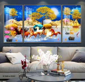 Tranh tráng gươngtranh treo tường mã đáo thành công 3d trang trí phòng khách đẹp