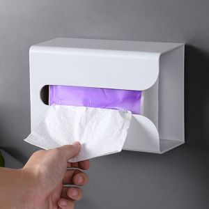 Tissue Rack Without Punching Wall-Mounted Tissue Box Paste-Type Tissue Storage Box Roll