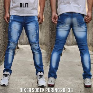 Celana Jeans Panjang Bikers Pria Celana Denim Sobek Lutut Celana Jeans Pria Strect Bahan Soft Jeans Melar