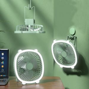 [COD] Small พัดลมตั้งโต๊ะ พัดลมชาร์จแบต ไร้สาย พกพาพร้อมโคมไฟ แขวนได้ ปรับไฟได้ ปรับลมได้ 3 ระดับ หมุนได้ 180°