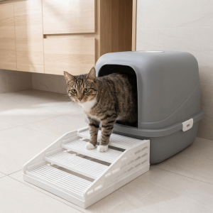 BIFANY Removable Cat Litter Stair Non Slip Waterproof Cat Toilet Pedals Creative Filter Function Cat Litter Box Ramp Pet Bedpans