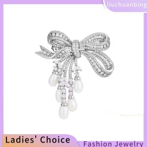 [COD] liuchuanbing Jewellery Luxury Zircon Pearl Bowknot Tassel Fashion Brooch Pins For Women Creative Handmade Suit Corsage Pins Clothing Accessories Gifts