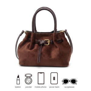 Chic Women Hobo Shoulder Bag in Faux Suede for Work and Travel with Spacious Design