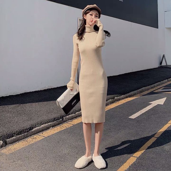 Váy len body cao cấp TA1786 thiết kế sát nách cổ lọ mẫu mới 2019
