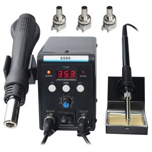 Creatorally Stasiun Pengelasan 2 IN 1 8586D dengan Alat Panas dan Stasiun Pengelasan dengan 2 Layar Digital 700W Solder Stationeart