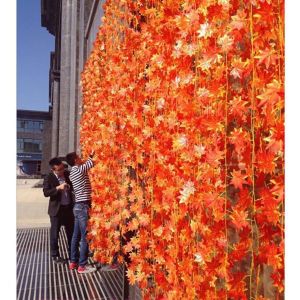 Cành phong giả màu đỏ trang trí decore combo 10 cành