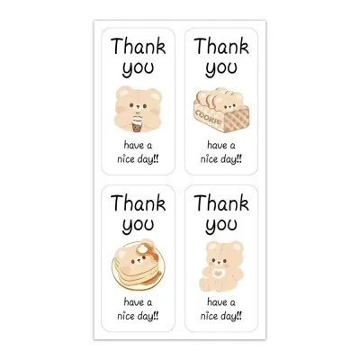 สติ๊กเกอร์ขอบคุณ ติดกล่อง แก้ว ถุง 3*6ซม 100ดวง sticker thankyou S3