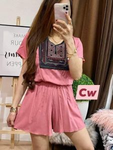 BOHO ROMPER SHORTS / ROMPER WITH GARTERIZED WAISTLINE / CHALLIS FABRIC