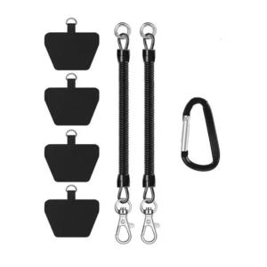 Có thể thu vào dây buộc Tether phổ Dây đeo co giãn dây điện thoại Tether với các bản vá lỗi & Carabiner cho hầu hết các điện thoại di động