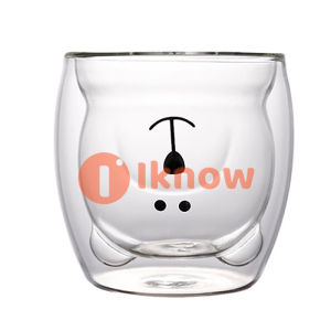 I Know Cốc Thủy Tinh Hai Lớp Cốc Cà Phê Hai Lớp Hình Gấu Dễ Thương Sáng Tạo Cốc Sữa Động Vật Bằng Carton Quà Tặng Giáng Sinh Dễ Thương