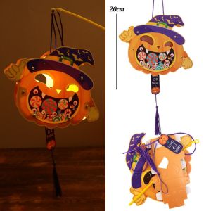 Luminous Evil Pumpkin Lantern Halloween Pumpkin Lantern Handheld Glowing Decorative Lamp for Childrens DIY Costume Party Decoration