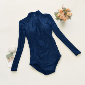 RAINBOW SWIMSUIT Rash Guard longsleeve Plain Zip-Up With String One Piece Swimwear for women Bathing Suit Black Plain  Swimsuit Rashguard