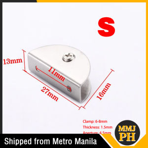 4pcs Stainless Steel Half Round Glass Clamps Adjustable Glass Clip For Bathroom Mirror