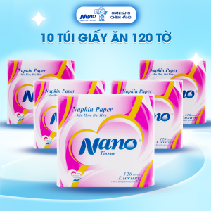 Khăn Giấy Ăn Vuông Cao Cấp Napkin 120 Tờ (33x33cm) Khăn Giấy Ăn Gia Đình Mềm Mại Bền | Nano Tissue Official